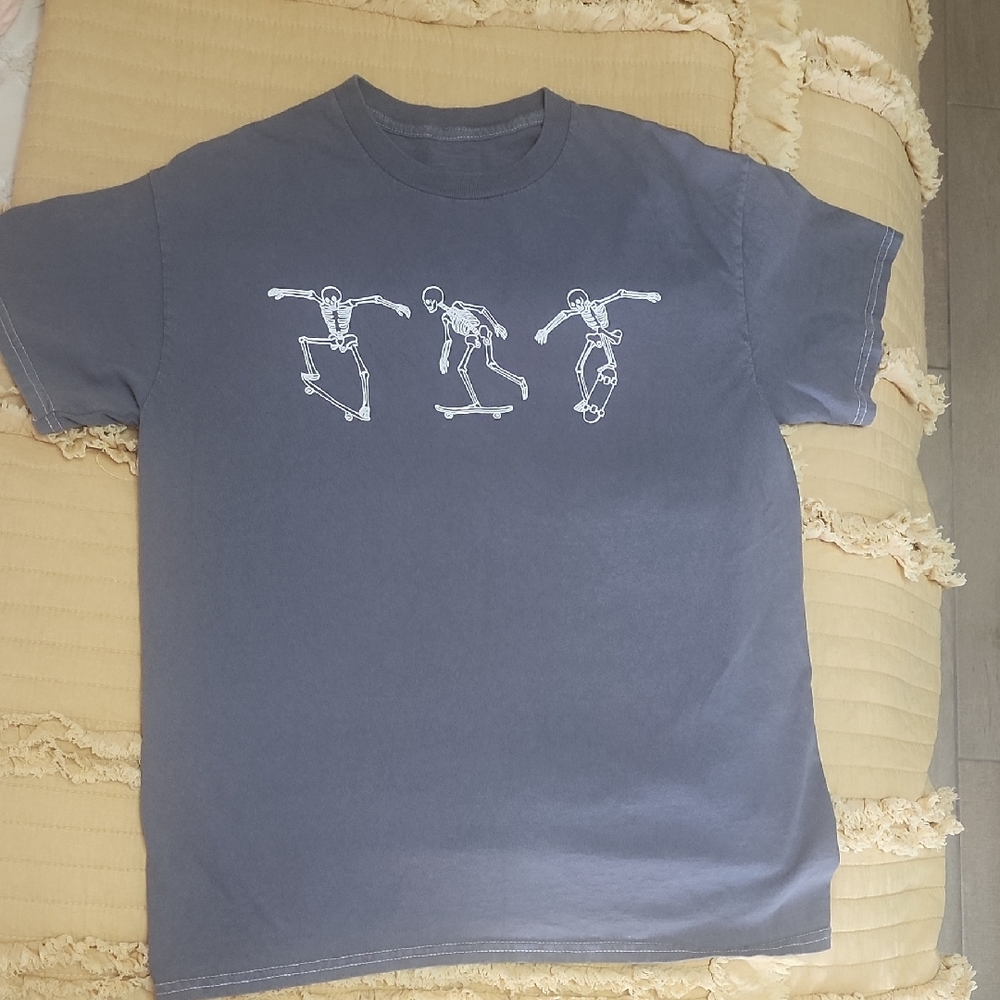 Full Tilt Skater Skeleton Graphic Tee in Charcoal